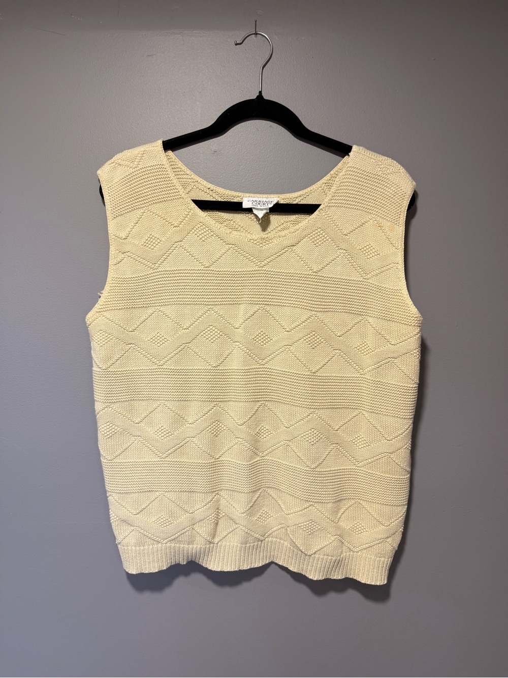 Vintage Cream Knit Sleeveless Sweater Vest